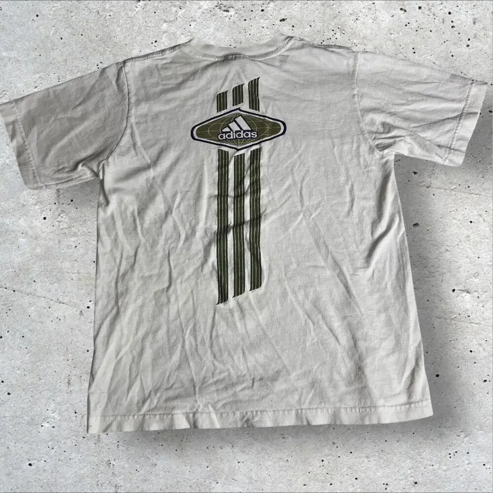 Vintage Y2K 90s Adidas Double Sided Big Logo Tee Gray TShirt Size L‎